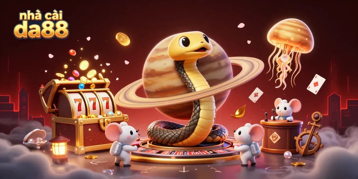 Engaging scene showcasing nhà cái da88 with cartoon characters interacting in a vibrant casino setting.