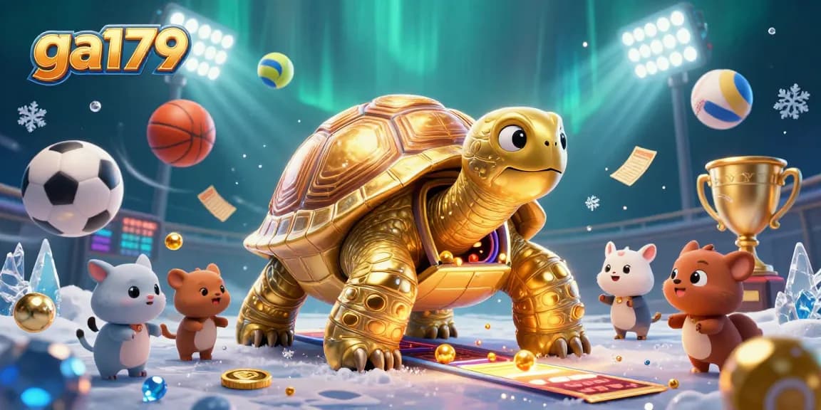 Experience thrilling ga179 action as a colossal tortoise pinball machine captivates small animals in this vibrant casino scene.