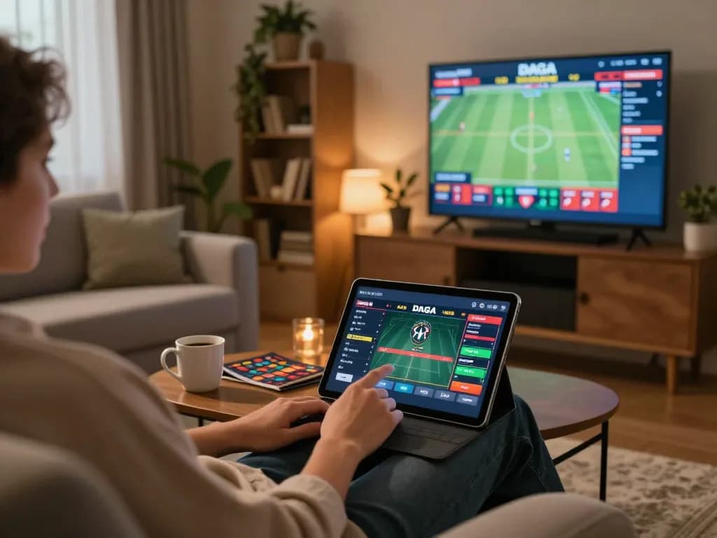 DAGAGO online betting scene featuring a user engaged in live gambling from home, demonstrating responsible gaming habits.