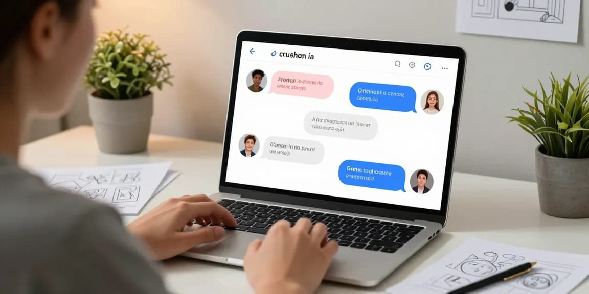 Engaging interaction with customizable characters on crushon ia's AI chat platform in a vibrant workspace.