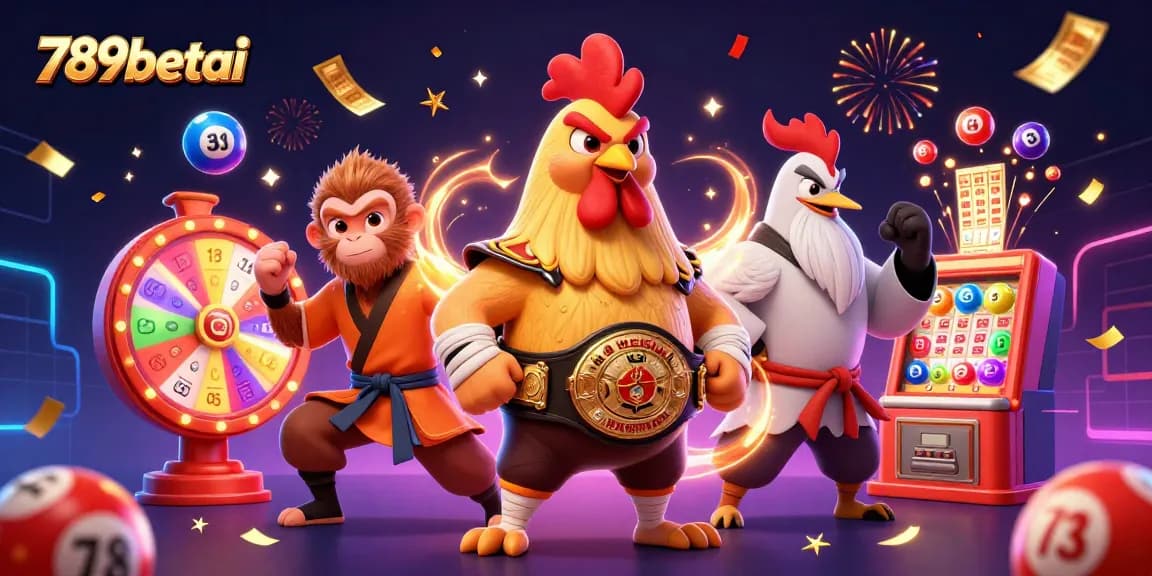 Experience the excitement of 789betai with a festive 3D illustration of vibrant lottery games.
