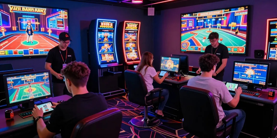 Players enjoying games at HIT CLUB, showcasing vibrant casino atmosphere with technology and camaraderie.