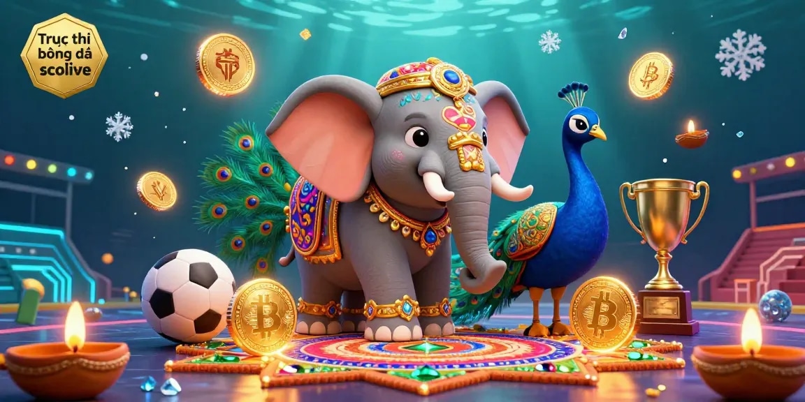 Experience Trực tiếp bóng đá socolive with a vibrant sports betting scene featuring 3D elephant and cryptocurrency elements.