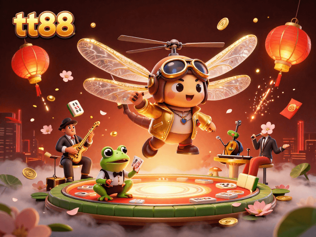 Experience the excitement of tt88, with vibrant characters and casino elements in a rich 3D illustration.