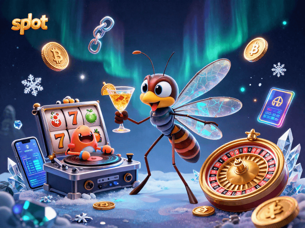 Spin the slots with a cartoon mosquito and trilobite at a vibrant virtual casino!