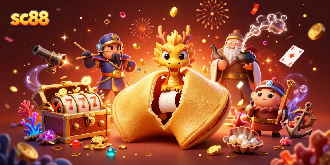 Win big with sc88 in this vibrant 3D casino illustration featuring gambling elements and adventure.