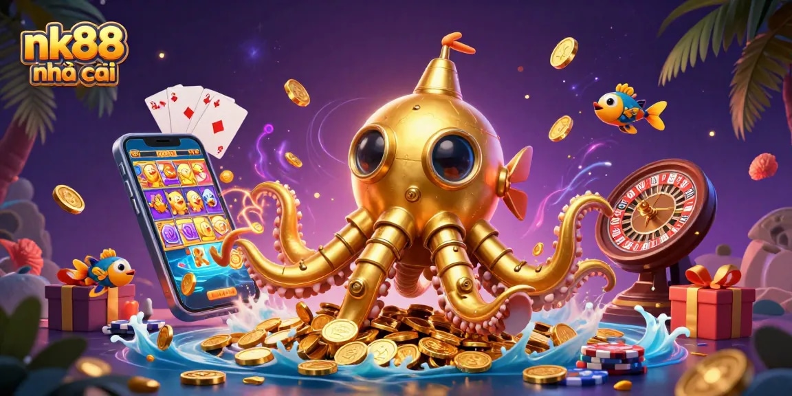 Engage with the nk88 nhà cái offering a vibrant 3D illustration of casino entertainment filled with exciting rewards.