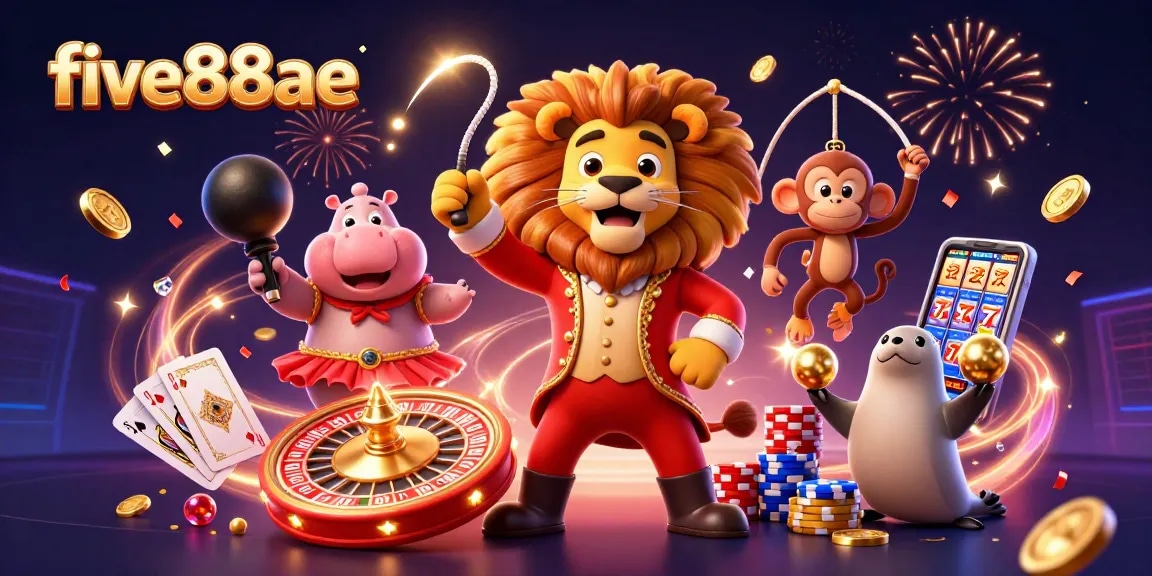 five88ae showcases an exciting casino scene with vibrant characters and dynamic gaming elements.