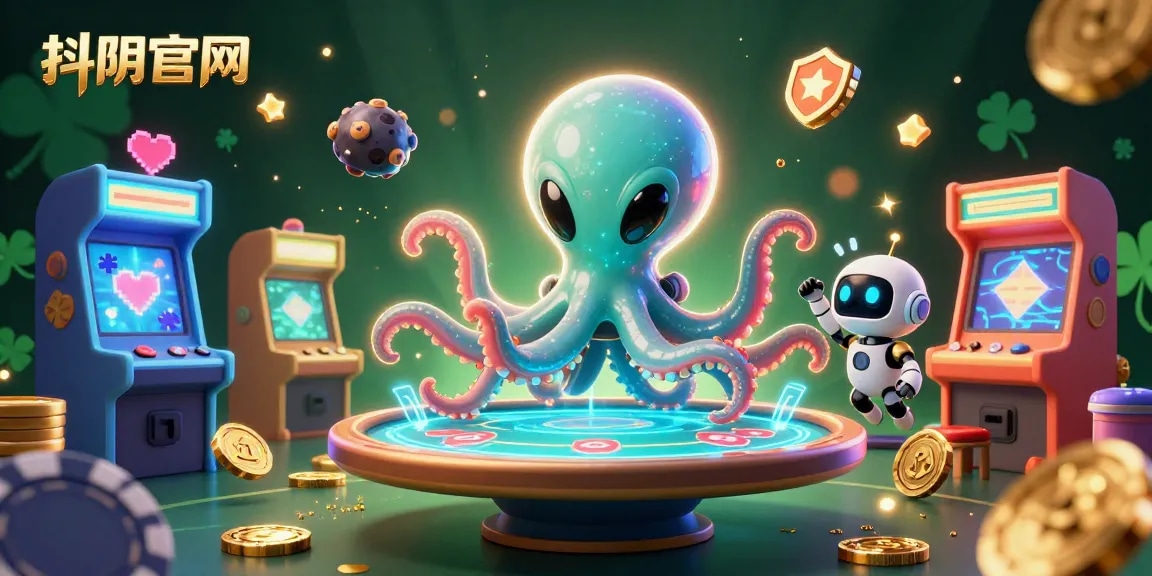 Experience gaming excitement at 抖阴官网 with vibrant alien octopus and dynamic poker action in a cosmic setting.