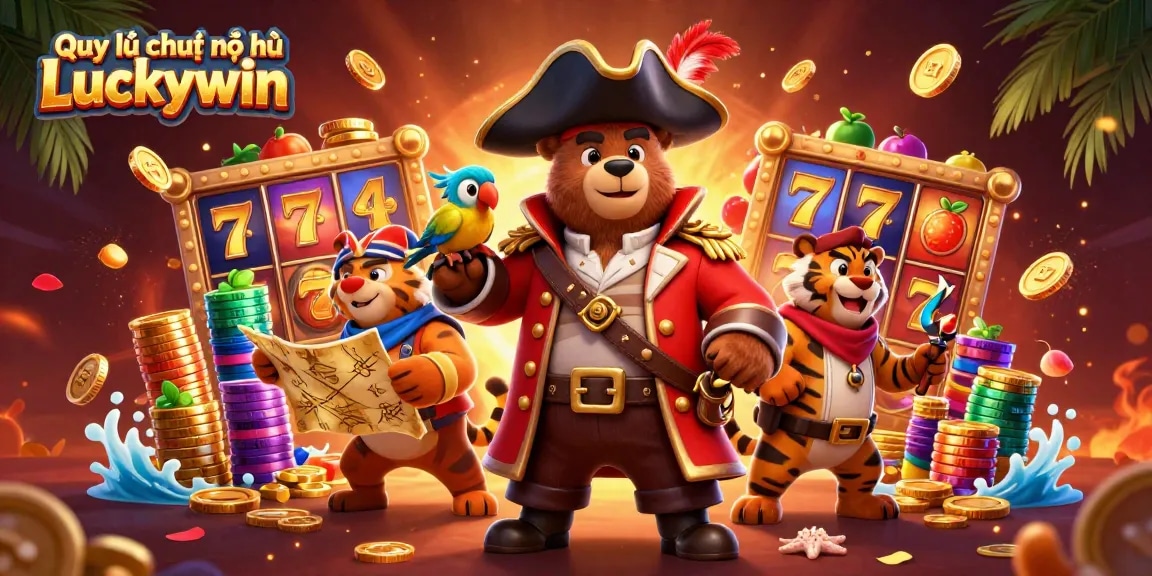 Spin the reels of Quy luật chơi nổ hũ Luckywin as the pirate captain and crew search for treasure!