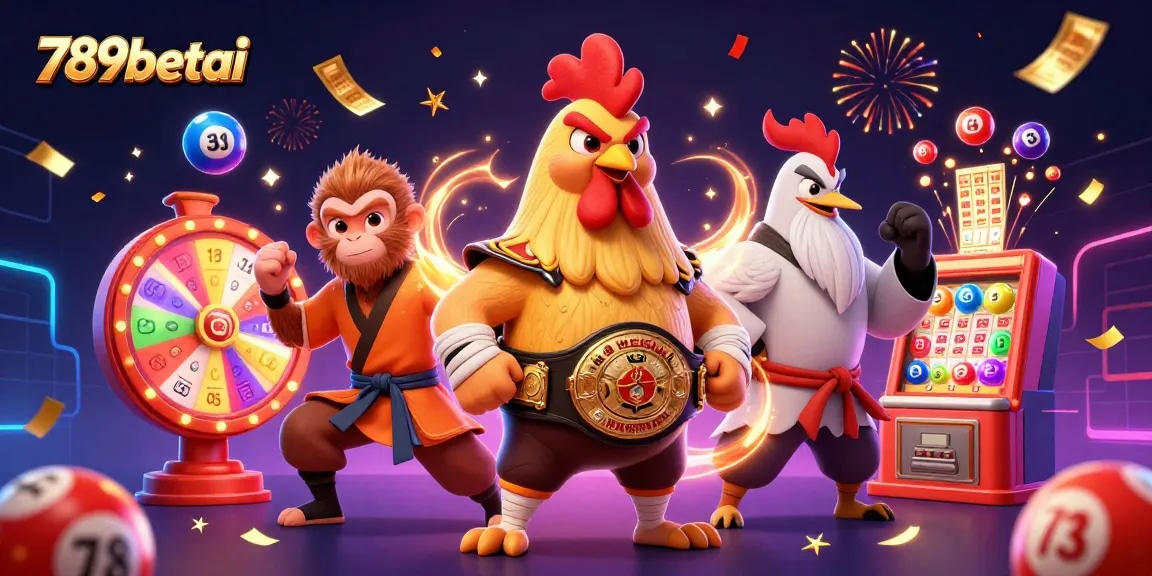 Experience the excitement of 789betai with a festive 3D illustration of vibrant lottery games.