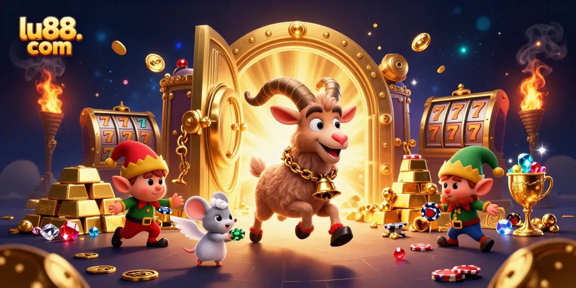 Experience thrilling gaming adventures at lu88. com with vibrant casino characters and festive décor.