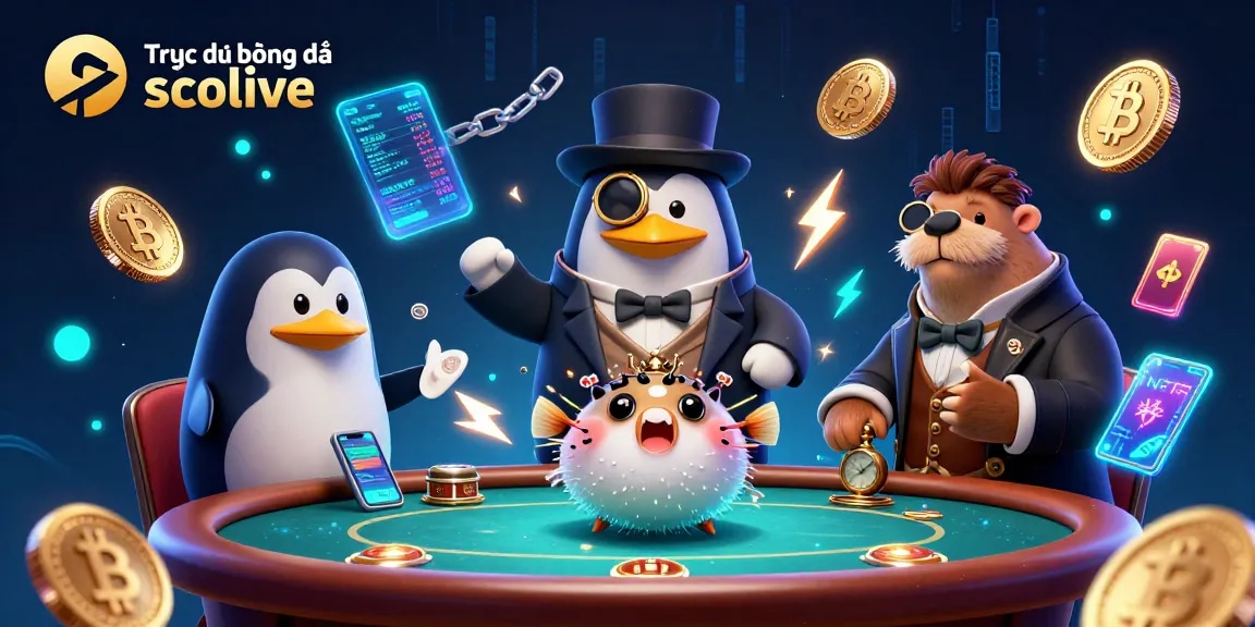 Experience Trực tiếp bóng đá socolive with a jolly walrus and penguin dealer at a poker table.