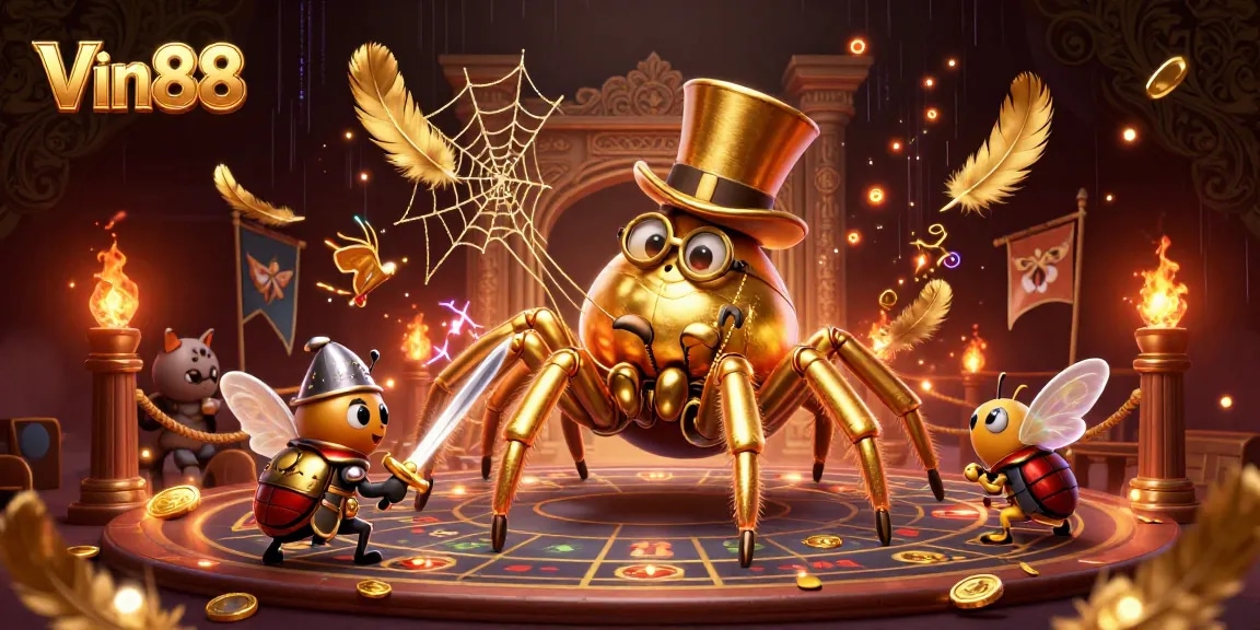 Experience Vin88's vibrant casino world filled with gold, excitement, and action.