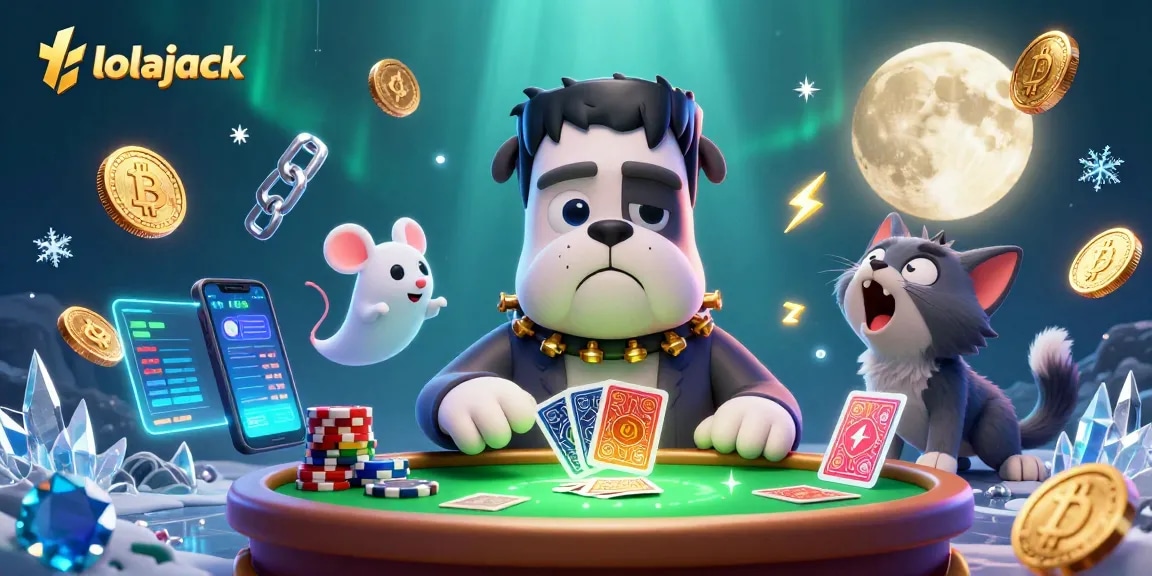 Enjoy thrilling gaming at lolajack with a lively scene featuring unique characters and crypto elements.