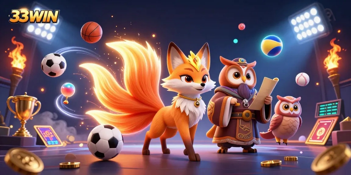 Experience thrilling action at 33WIN with a vibrant 3D illustration showcasing exciting casino elements.