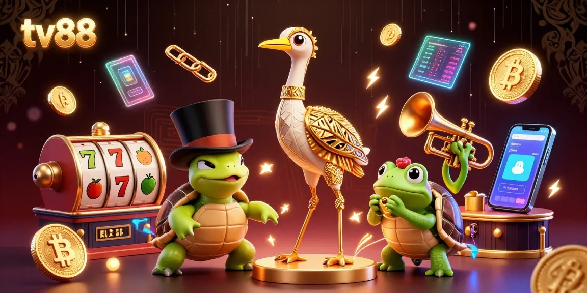 Experience thrilling gameplay with tv88 at an electrifying online casino featuring vibrant characters and slot reels.