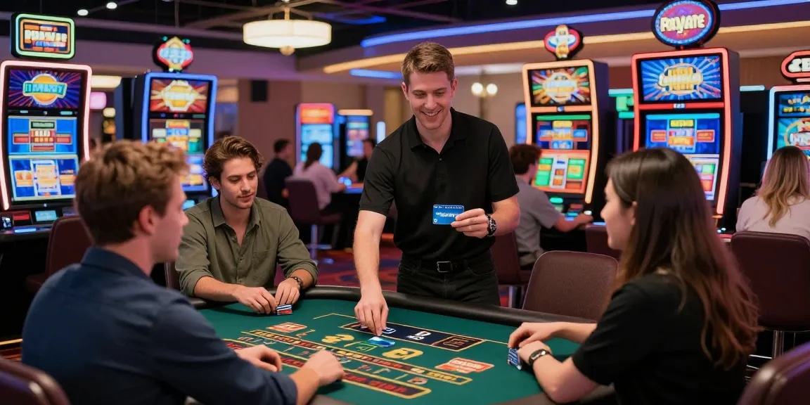 Dynamische Spieler genießen Spiele in einem Paysafe Card Casino, das eine lebendige Atmosphäre und sichere Transaktionen präsentiert.