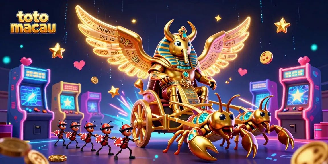 Menang di toto macau dengan gaya unik, ilustrasi kasino 3D yang menarik.