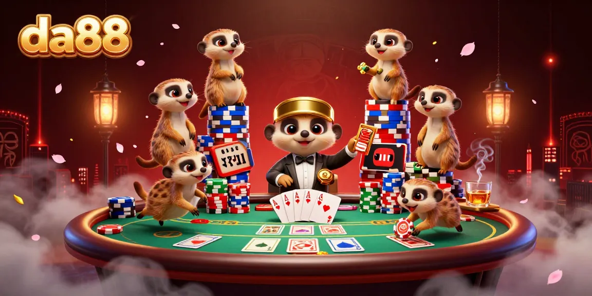 Experience thrilling gaming action at da88 with cheeky meerkats orchestrating an exciting casino atmosphere.
