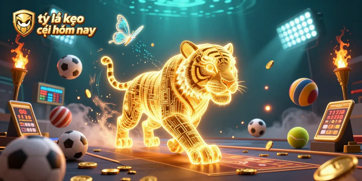 Experience the excitement of tỷ lệ kèo nhà cái hôm nay with vibrant 3D dynamic sports betting illustration.