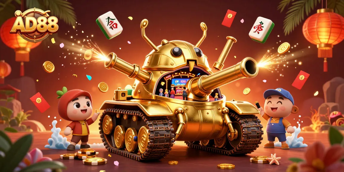 Experience the excitement of AD88's vibrant casino scene with confetti and golden poker chips.