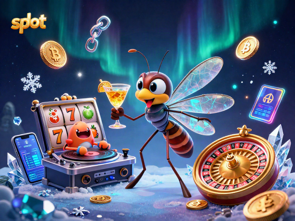 Spin the slots with a cartoon mosquito and trilobite at a vibrant virtual casino!