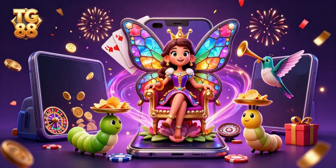 Engage in exciting gameplay with TG 88 themed casino illustration featuring vibrant characters and game elements.