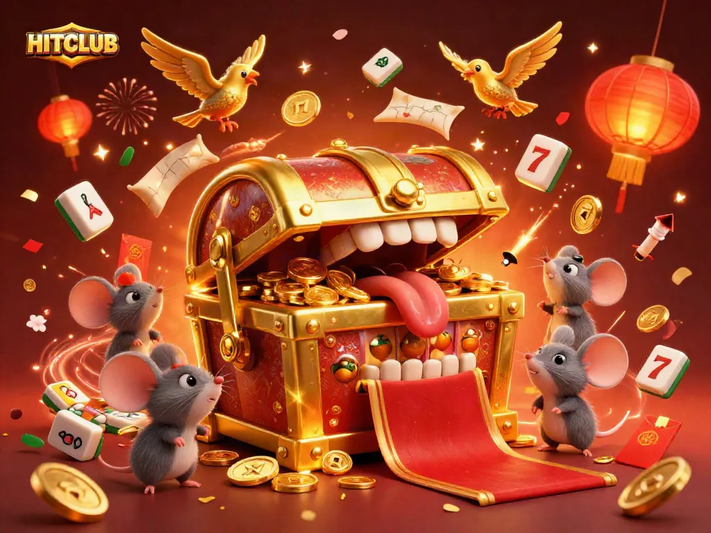 Spin slots and win big with HITCLUB's enticing treasure chest and adventurous mice!