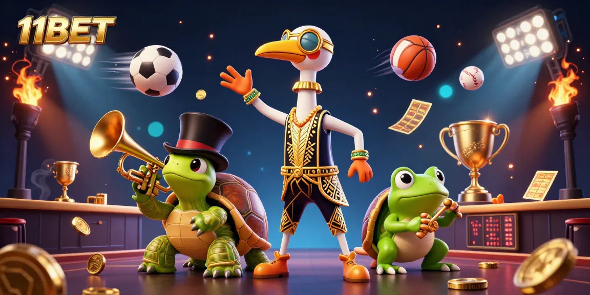 Experience thrilling 11BET action with dynamic characters and rich casino elements in a vibrant illustration.