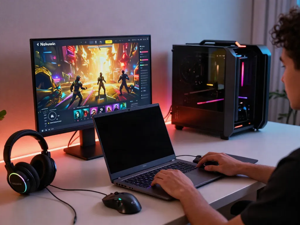 Explore the Nohuwin gaming interface, offering an engaging user experience at https://choinohu.vip/ through vibrant graphics and high-tech accessories.