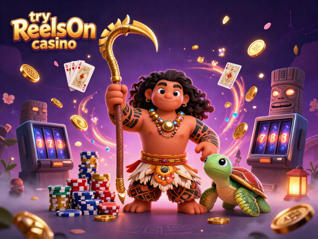 Try ReelsOn casino and win big with colorful games and rich rewards illustrated in a vibrant scene.