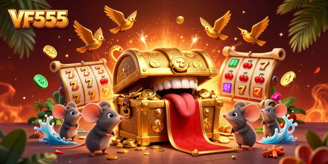 Experience the excitement of VF555 with spinning slots, golden coins, and rich treasures.